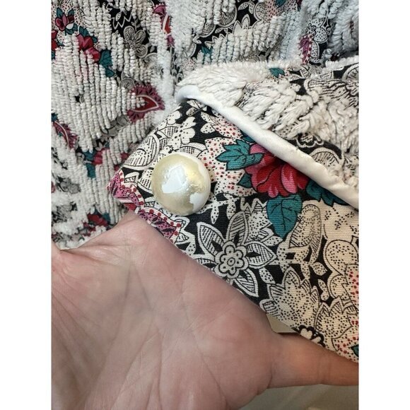 Vintage 1980s Stan Herman Herbcraft Chenille Robe Medium House Coat Pockets - Picture 7 of 8